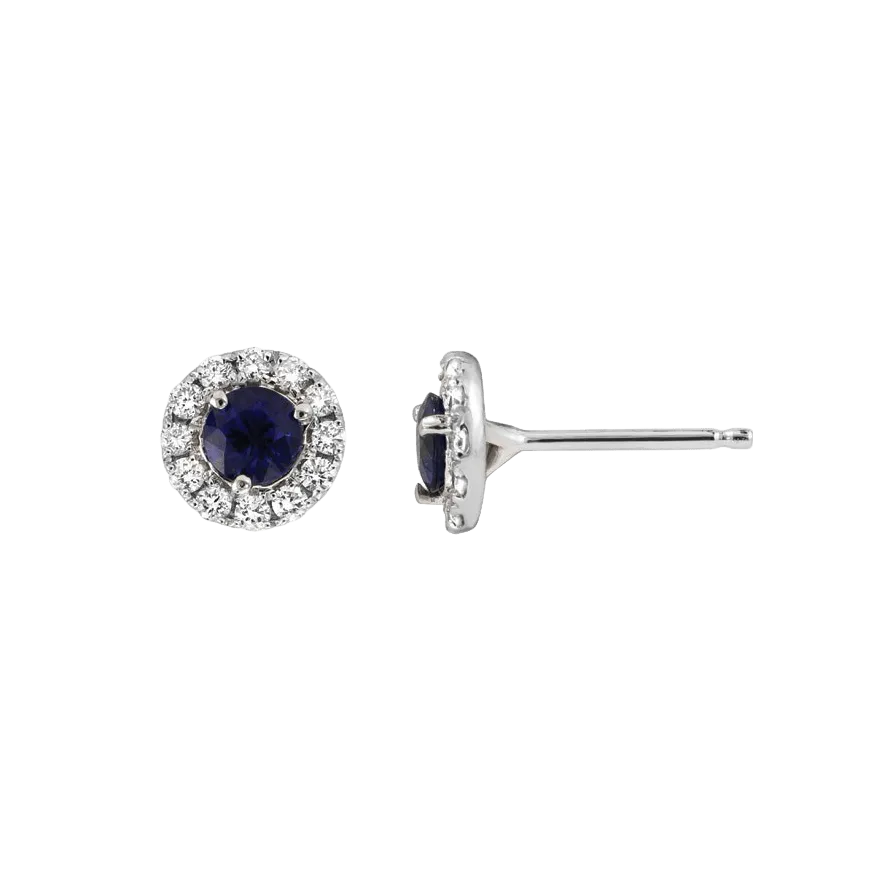 Blue Sapphire and Diamond Studs