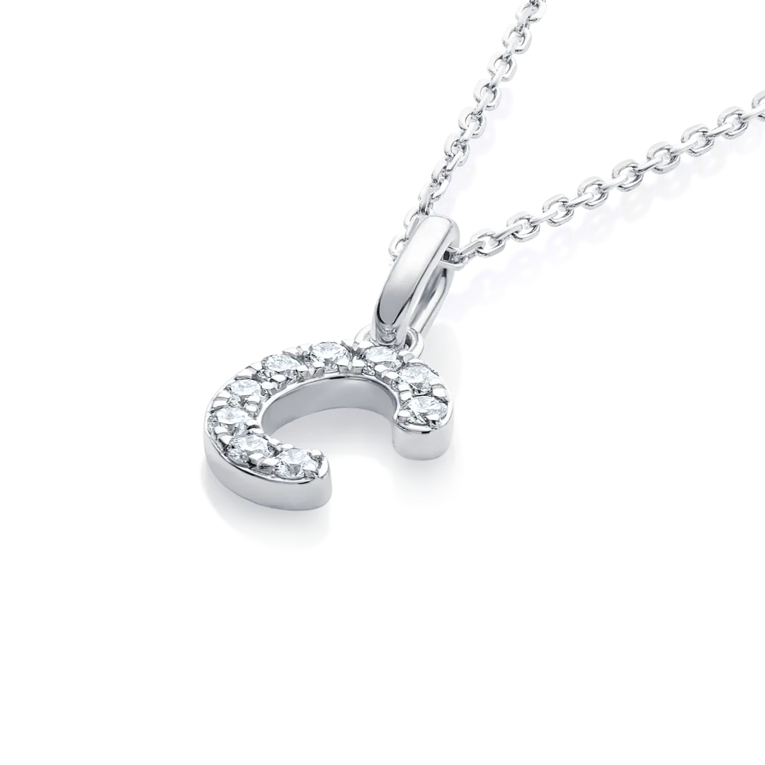 C Letter Pendant White Gold
