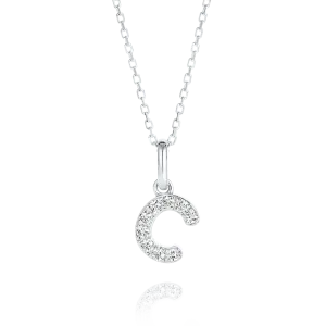 C Letter Pendant White Gold