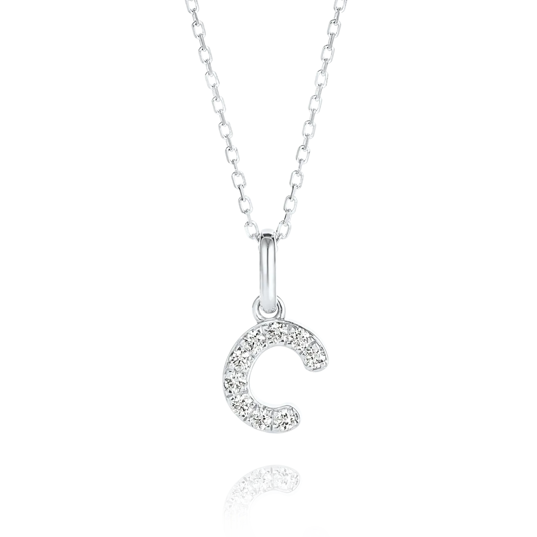 C Letter Pendant White Gold