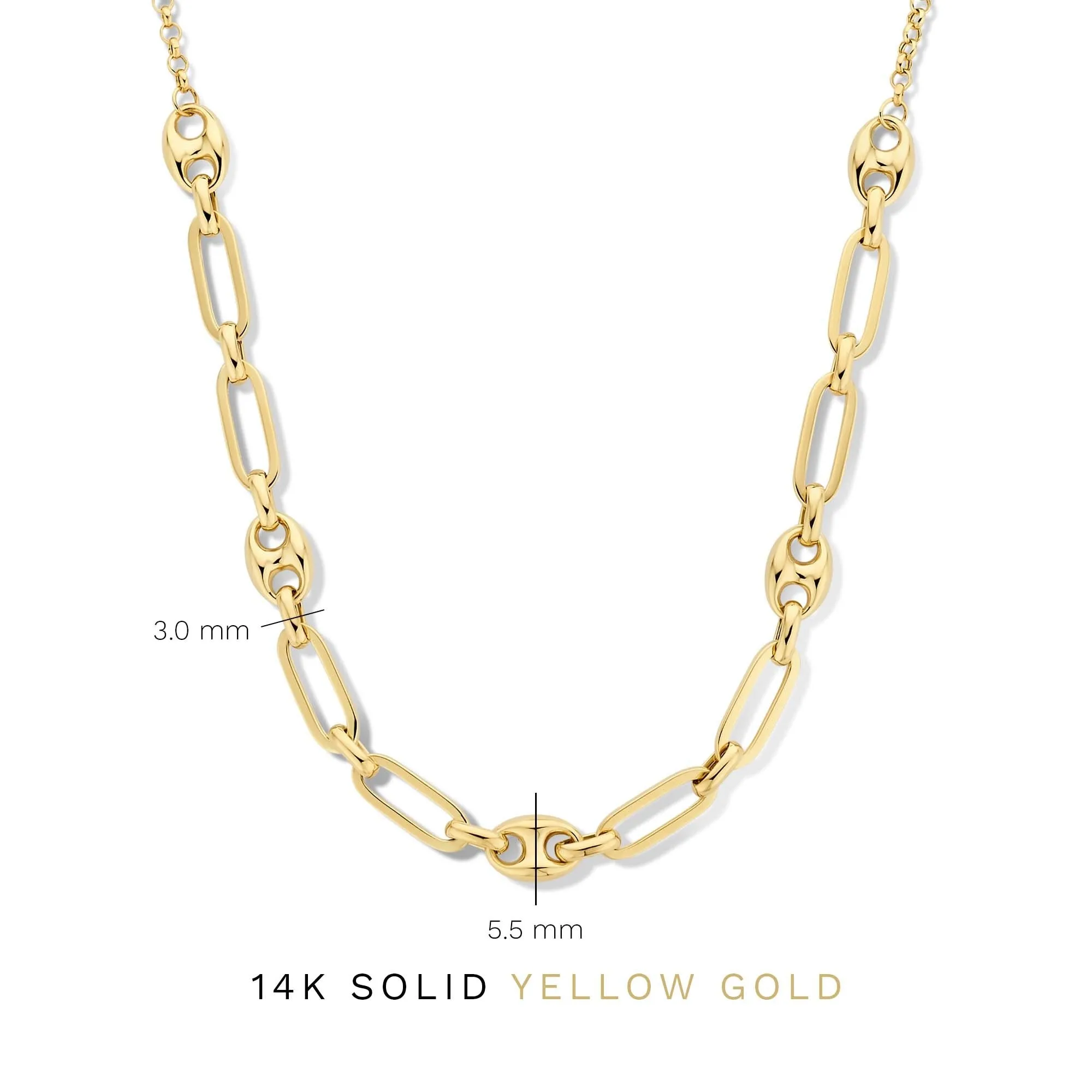 Cadeau d'Isabel 14 karat gold necklace and bracelet set with chains