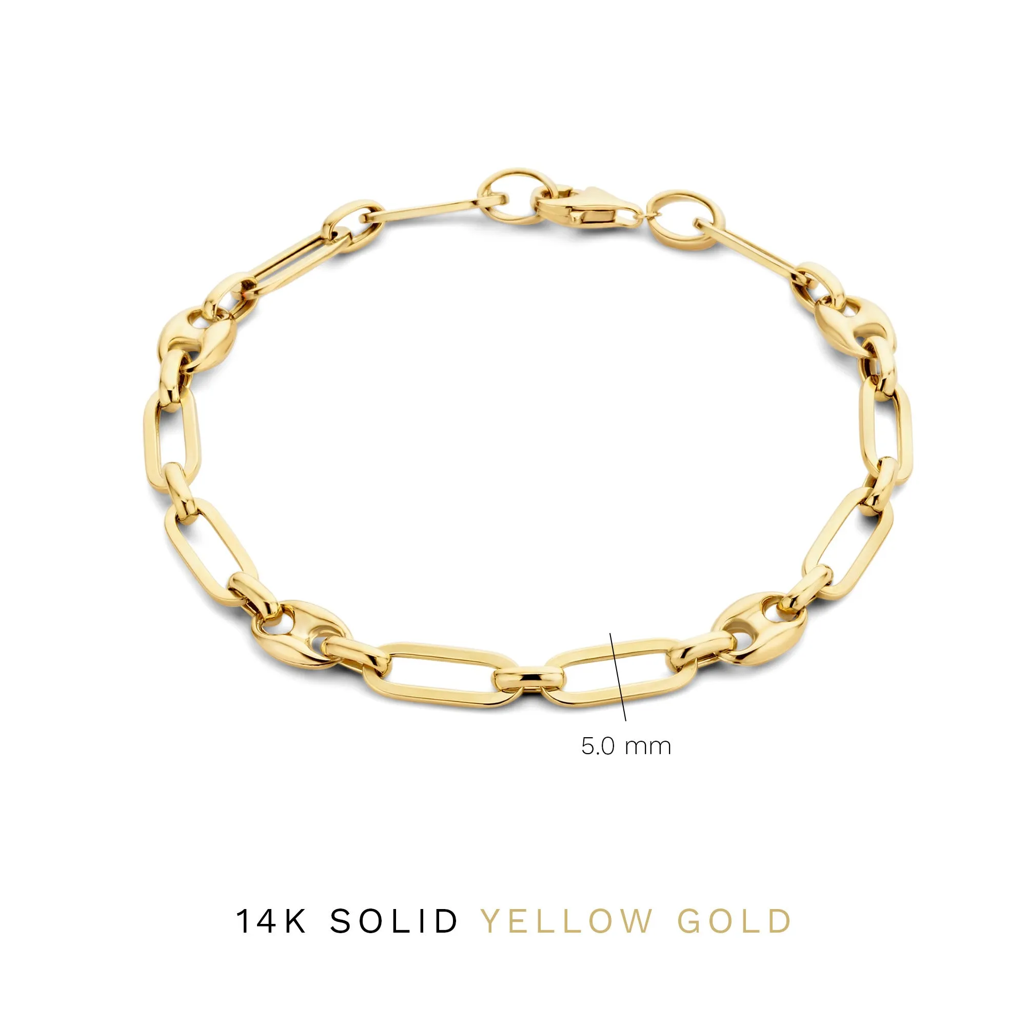 Cadeau d'Isabel 14 karat gold necklace and bracelet set with chains