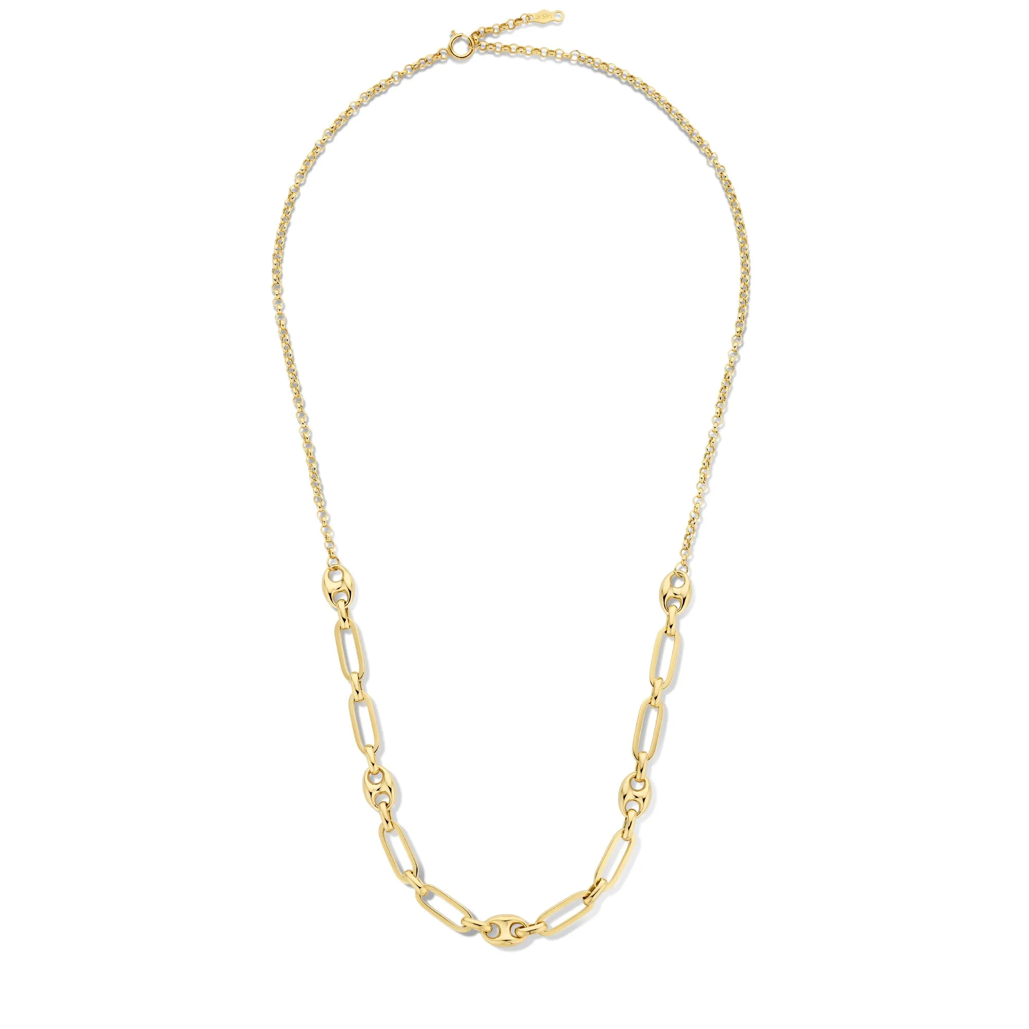 Cadeau d'Isabel 14 karat gold necklace and bracelet set with chains