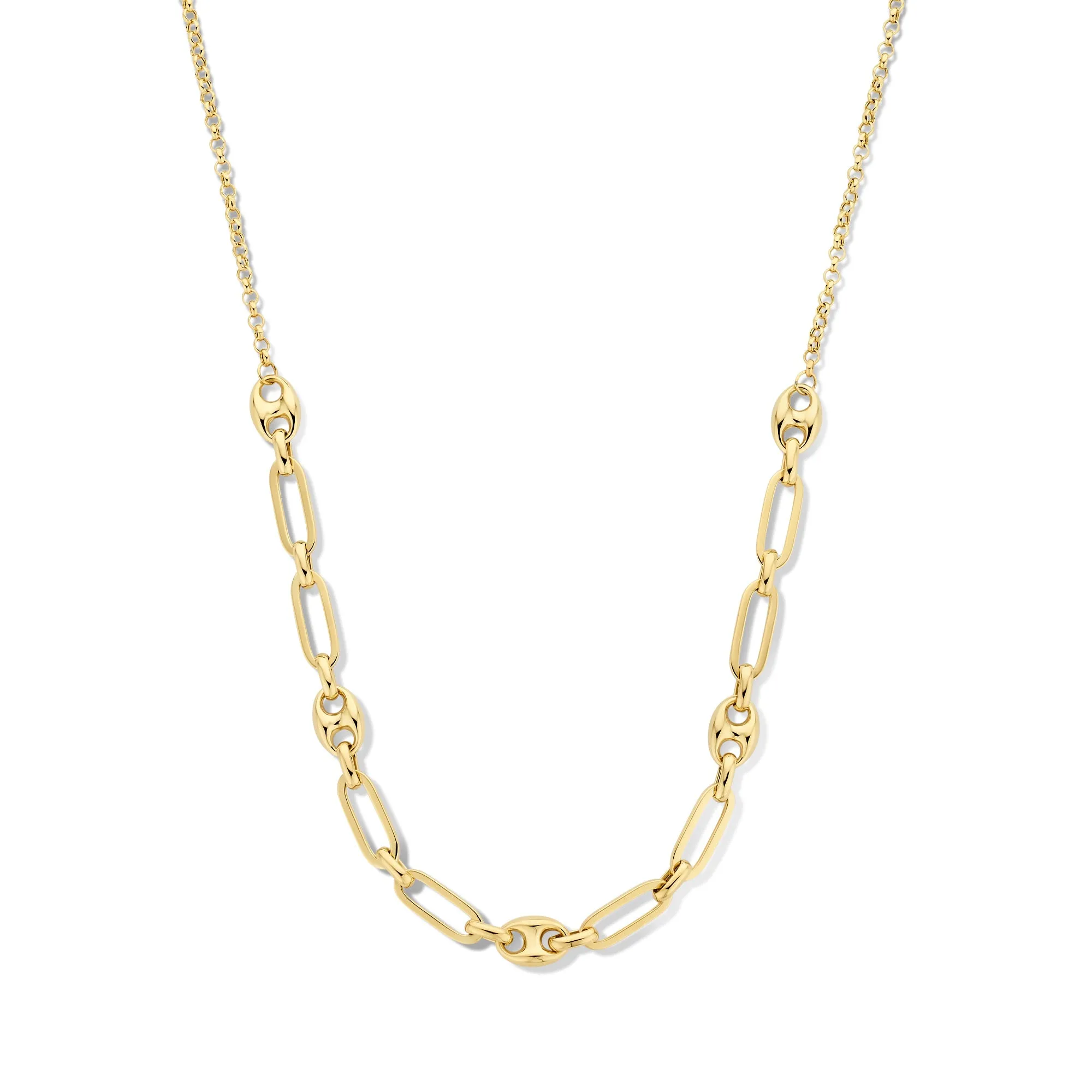 Cadeau d'Isabel 14 karat gold necklace and bracelet set with chains