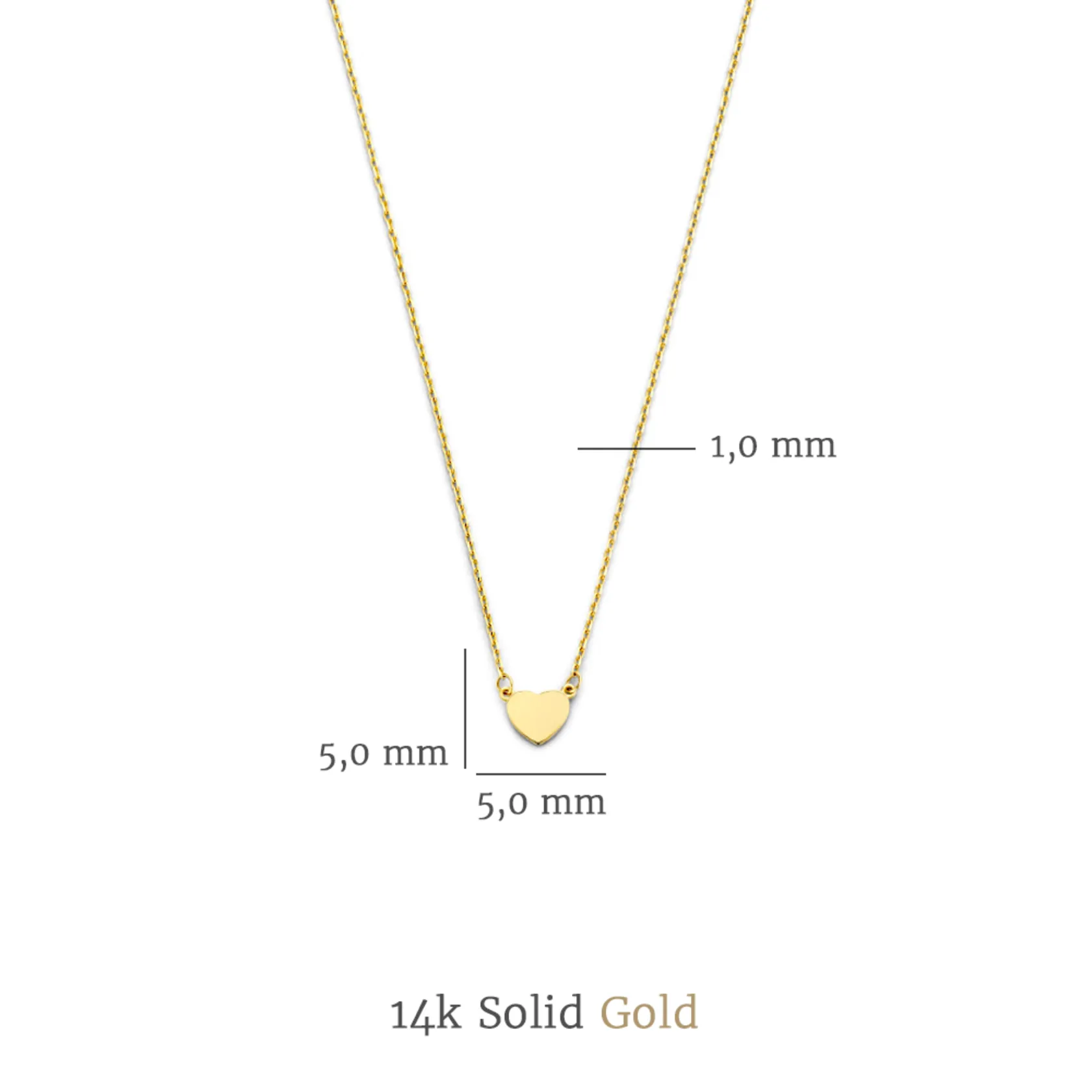 Cadeau d'Isabel 14 karat gold necklace and bracelet set with heart