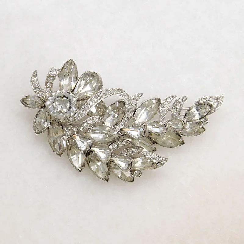 Captivating Feather Motif Eisenberg Ice Brooch