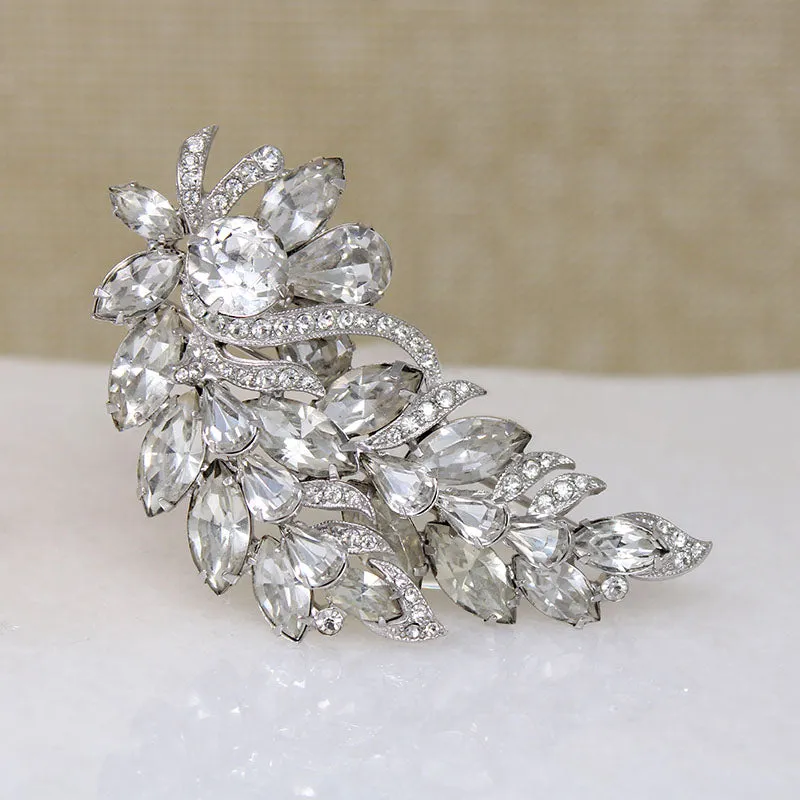 Captivating Feather Motif Eisenberg Ice Brooch