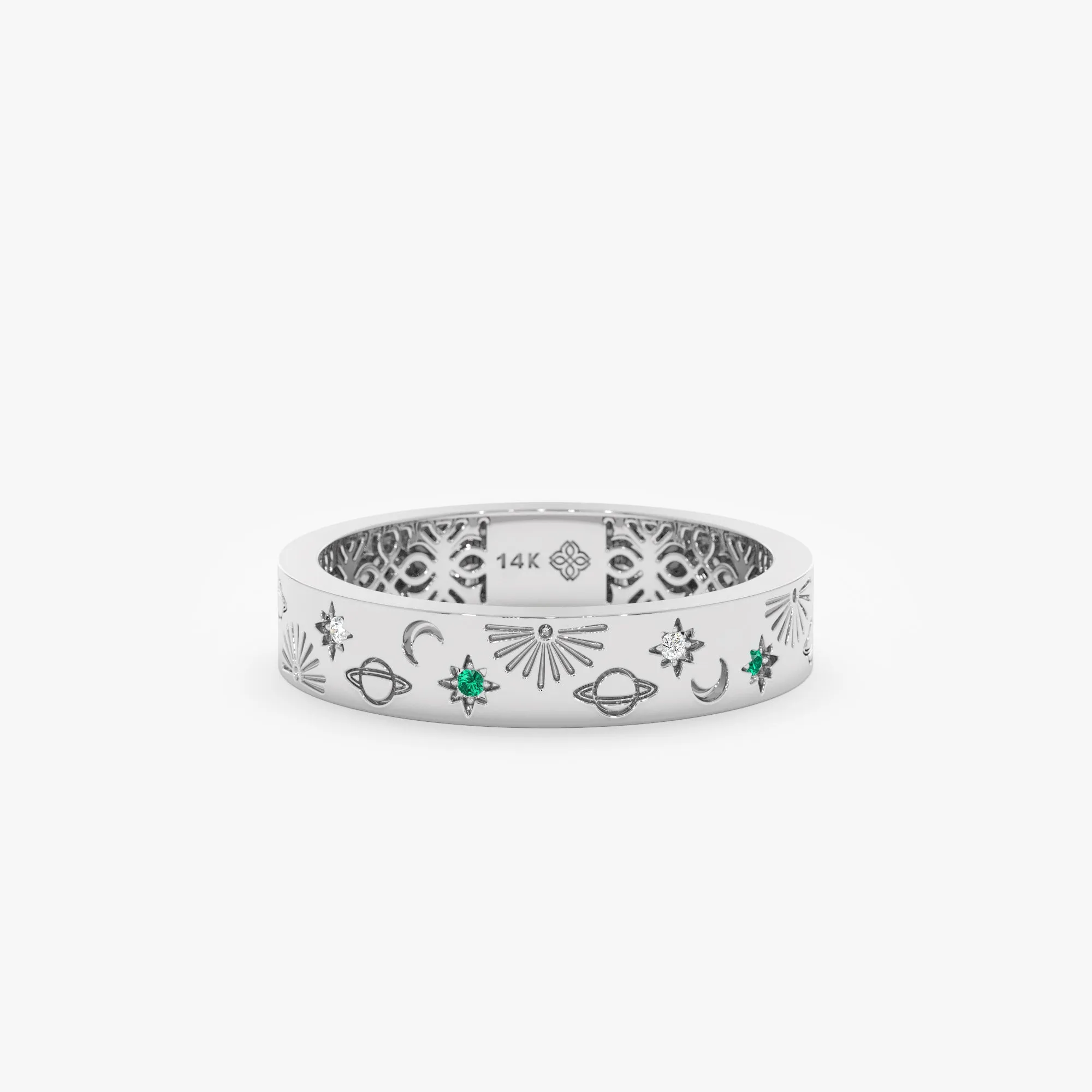 Celestial Motif Emerald Diamond Ring, Journi