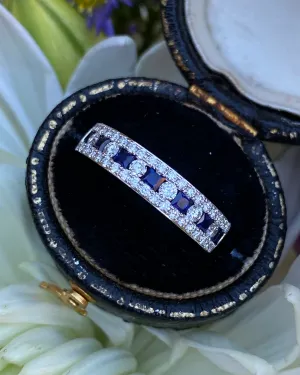 Contemporary Sapphire and Diamond Half Eternity Ring 0.43ct   0.45ct 18ct White Gold