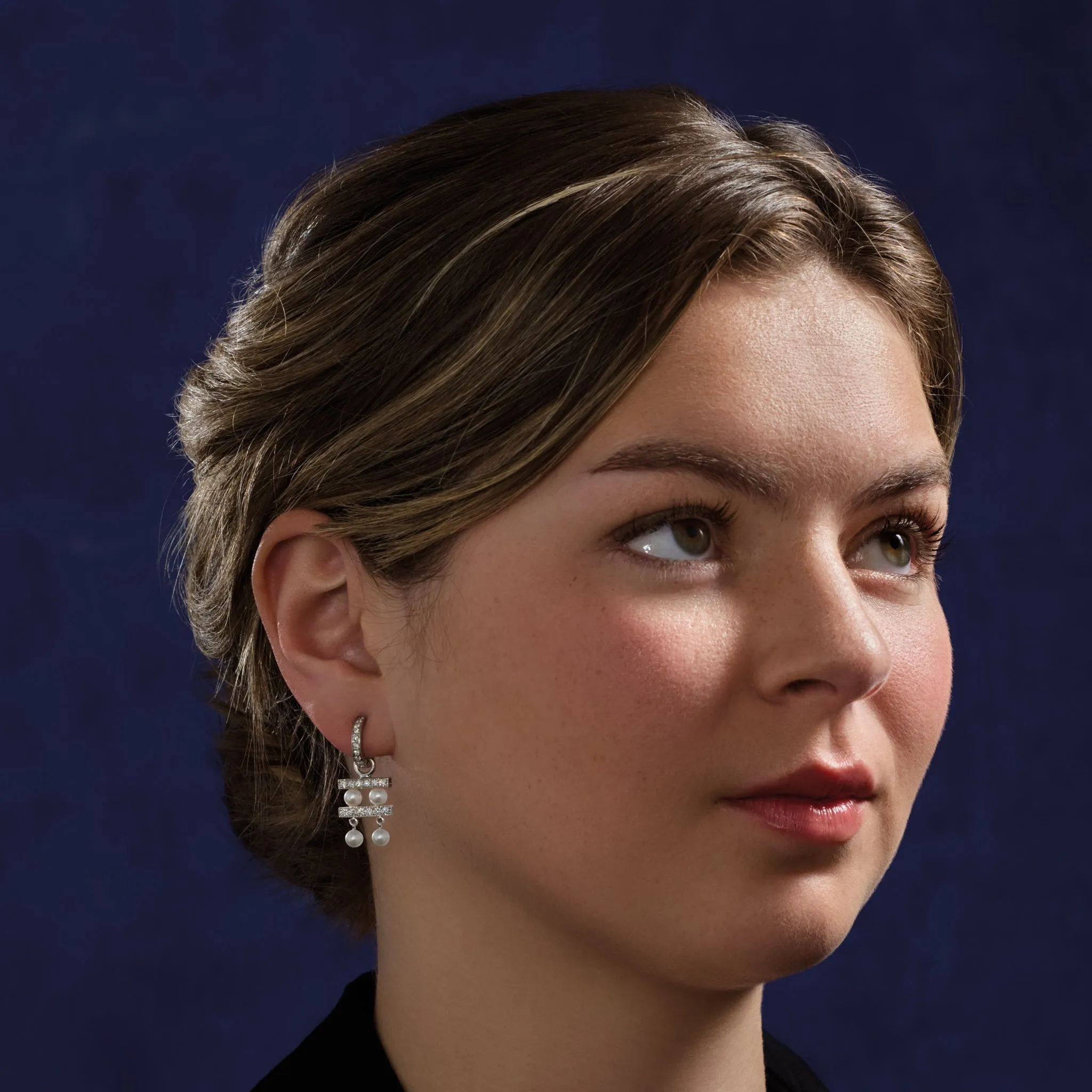Couture Double Earring Drops Yellow Gold - Pearl
