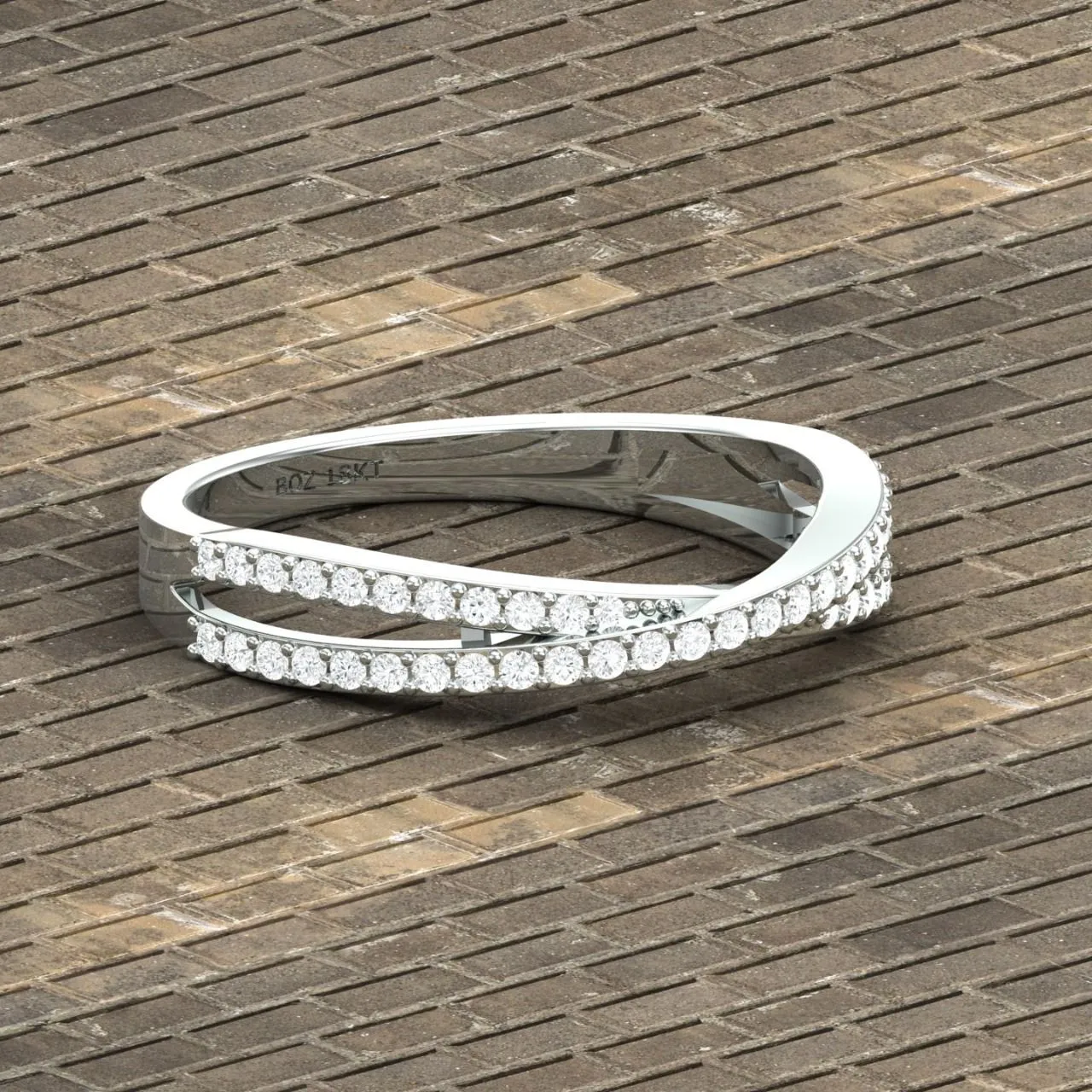 Crisscross Natural Diamond Pave Band in 18K Gold