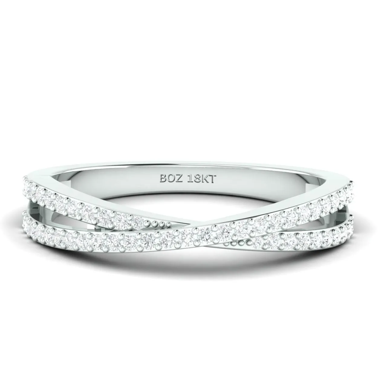 Crisscross Natural Diamond Pave Band in 18K Gold