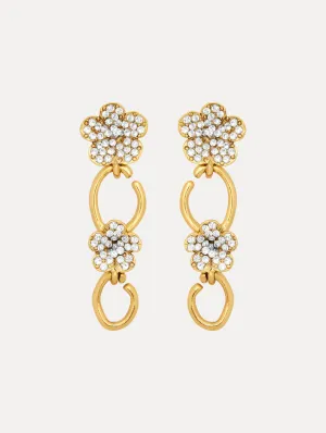 Crystal Flower O Drop Earrings