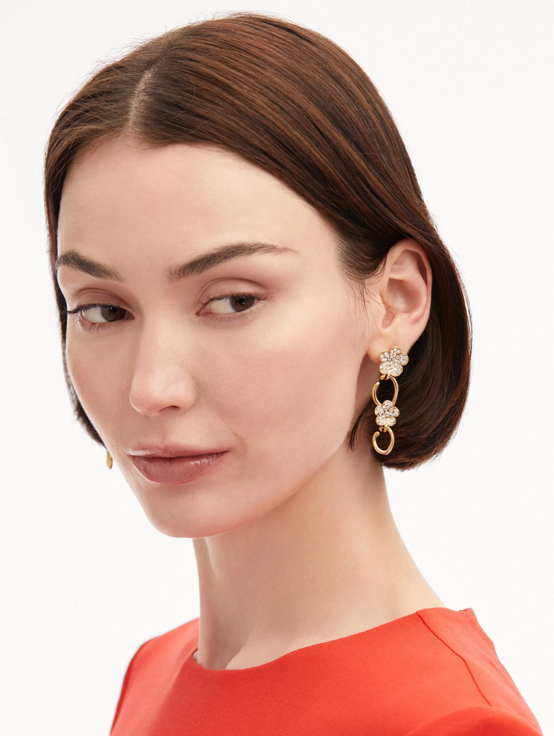 Crystal Flower O Drop Earrings