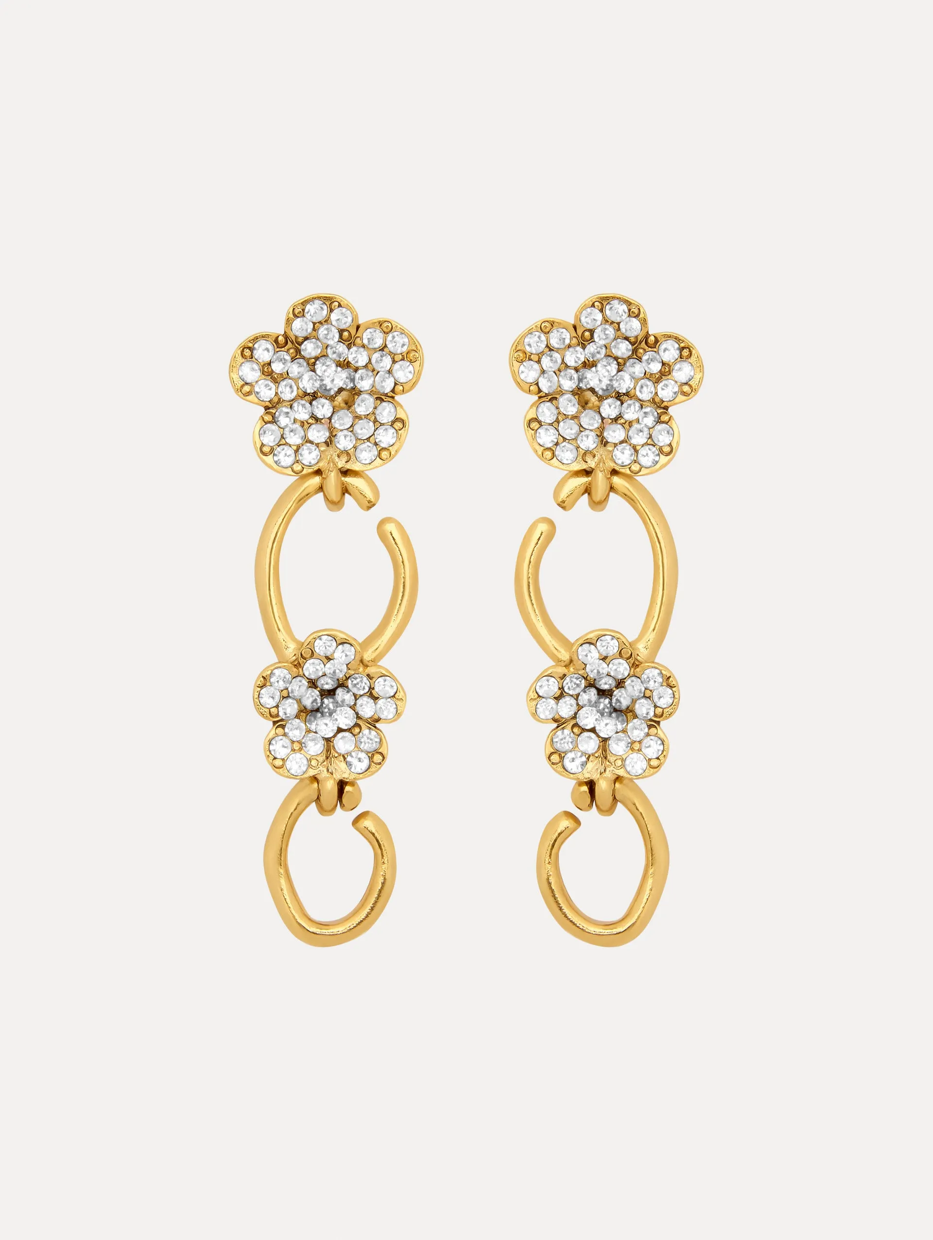 Crystal Flower O Drop Earrings