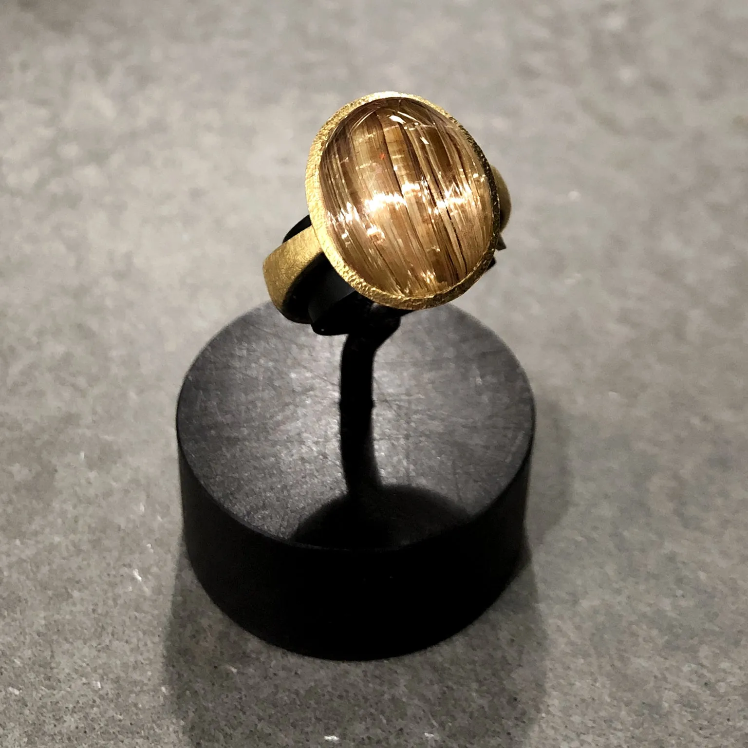 Devta Doolan Rare Cat's-Eye Golden Rutilated Quartz One of a Kind Gold Ring
