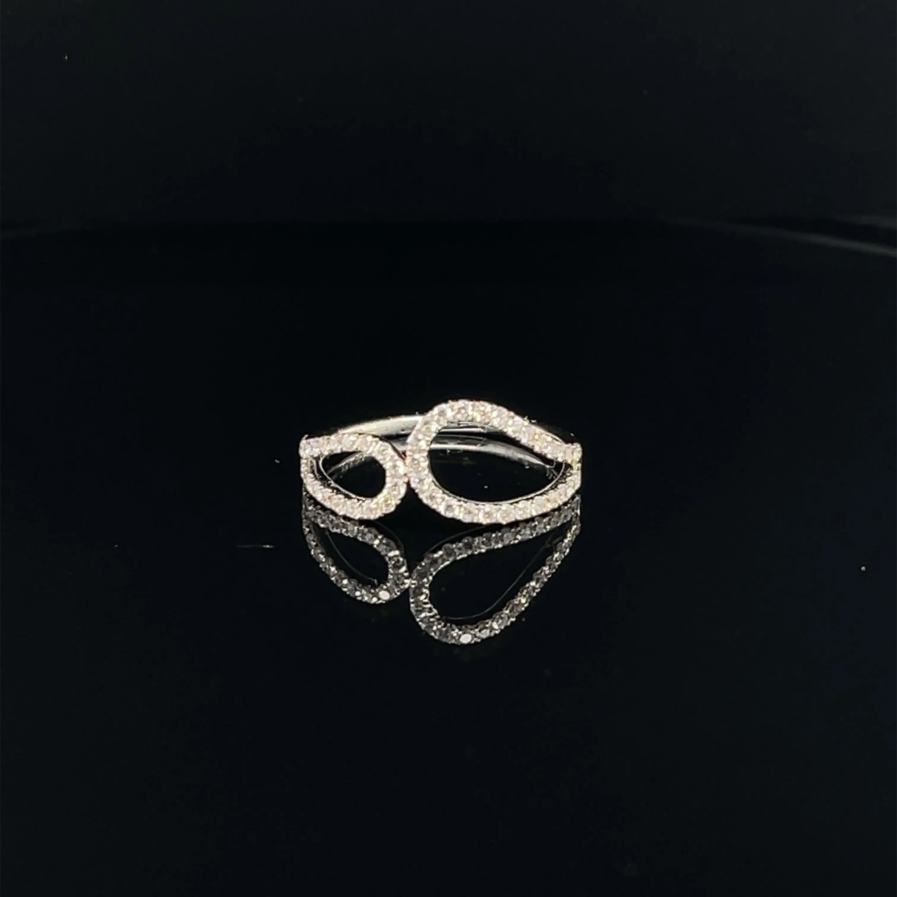 Diamond Asymmetrical Raindrop Halo Ring in 18k White Gold - (#97-RGDIA 635150)