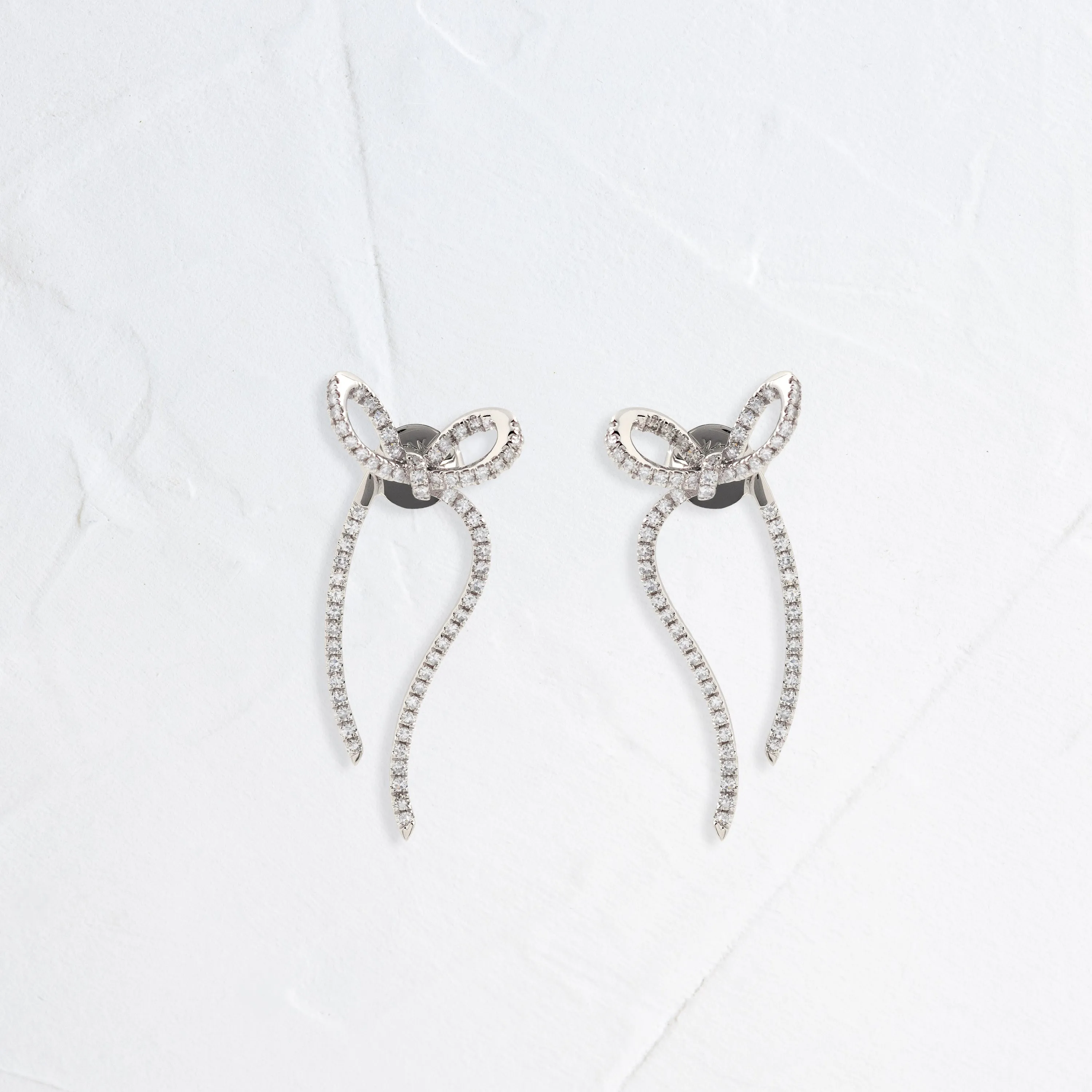 Diamond Bow Earrings - In Stock