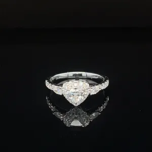 Diamond Heart Cluster Engagement Anniversary Promise Ring in 18k White Gold - #610 - RGDIA670598