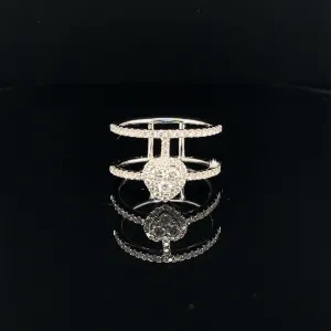 Diamond Heart Halo Double Stacking Ring in 18k White Gold - (#30-HRDIA004512)
