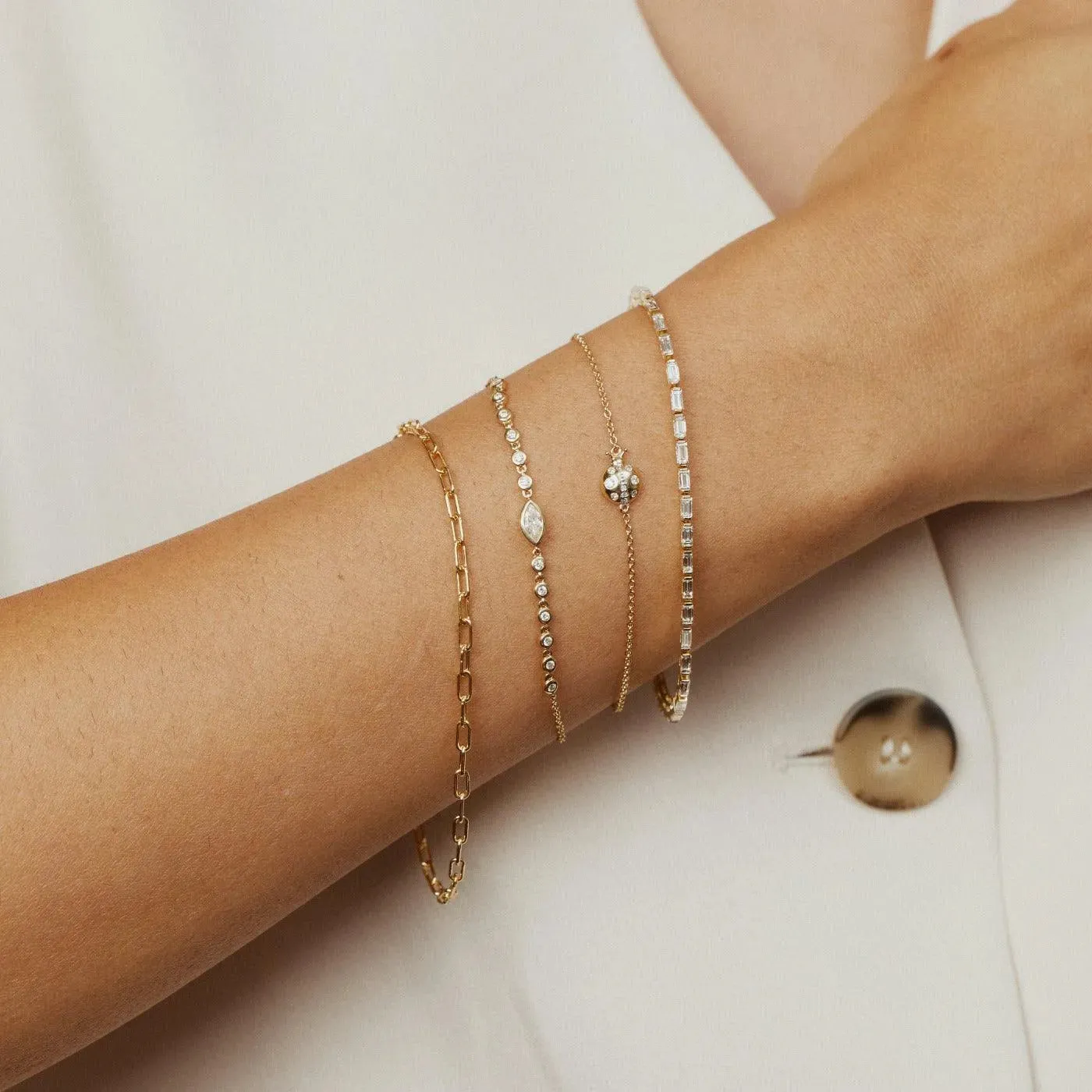 Diamond Marquise and Bezel Set Sun Ray Bracelet