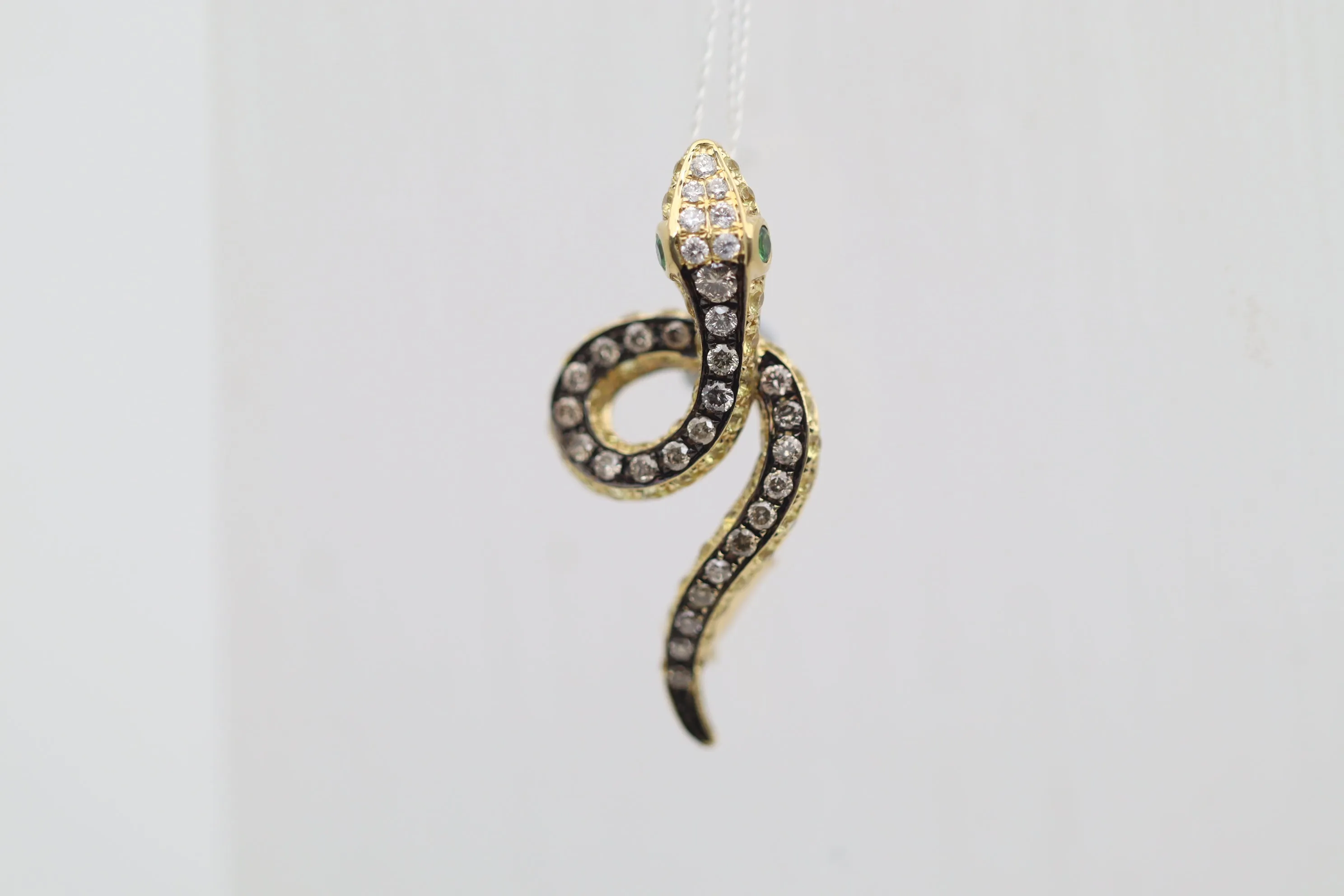 Diamond Sapphire Tsavorite Gold Snake Pendant-Pin