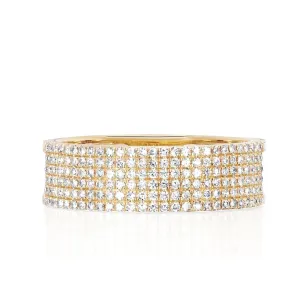 Diamond Six Row Gold Cigar Band Ring