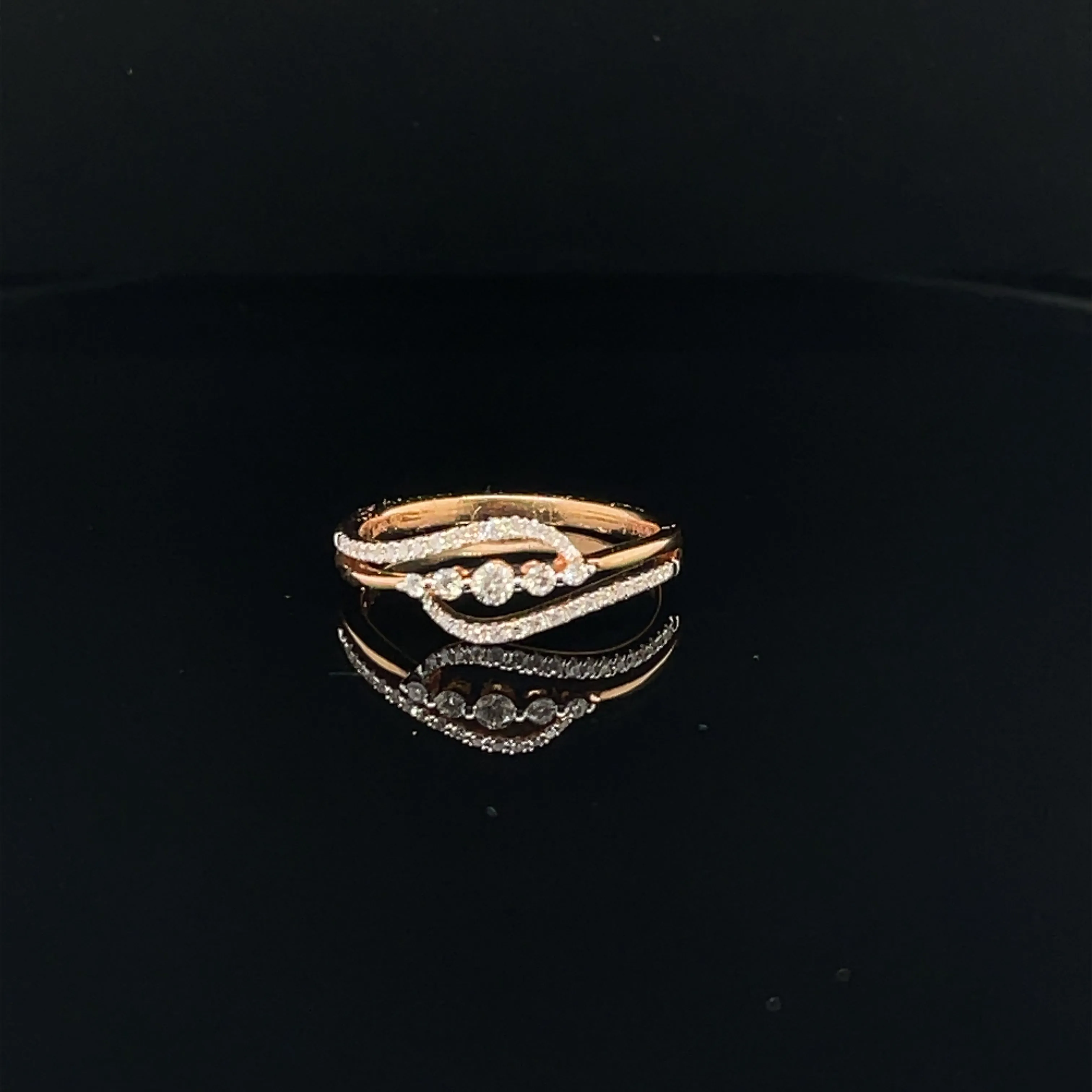 Diamond Swirling Fern Ring in 18k Rose Gold - (#24-HRDIA002148)