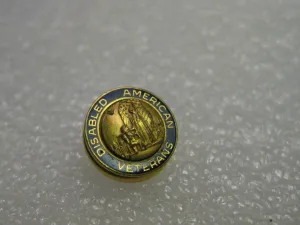 Disabled American Veterans Goldtone Blue Enameled Lapel Pin - Round