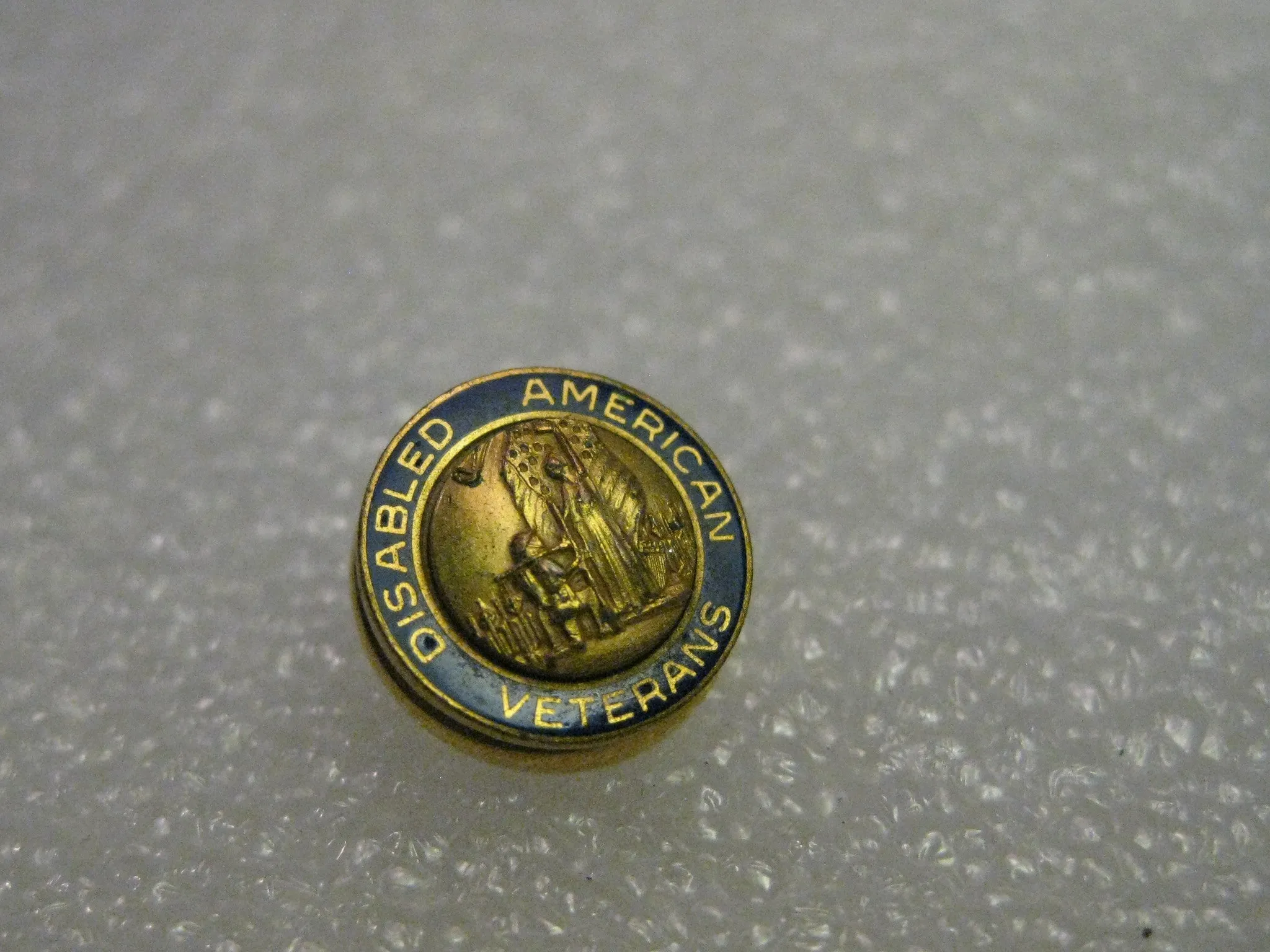 Disabled American Veterans Goldtone Blue Enameled Lapel Pin - Round