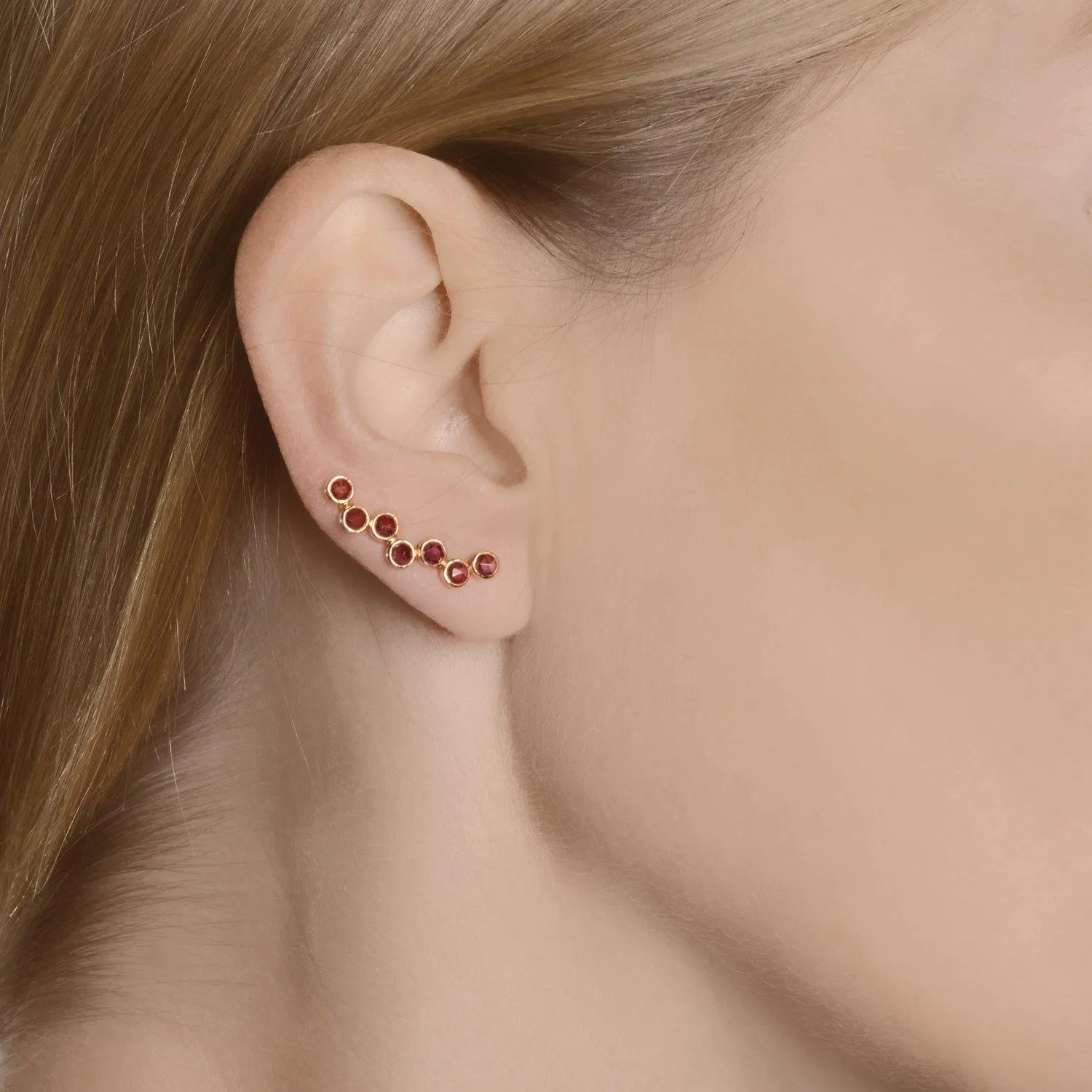 Ear Cuff Constellation Right - Pink Garnet 18k Gold