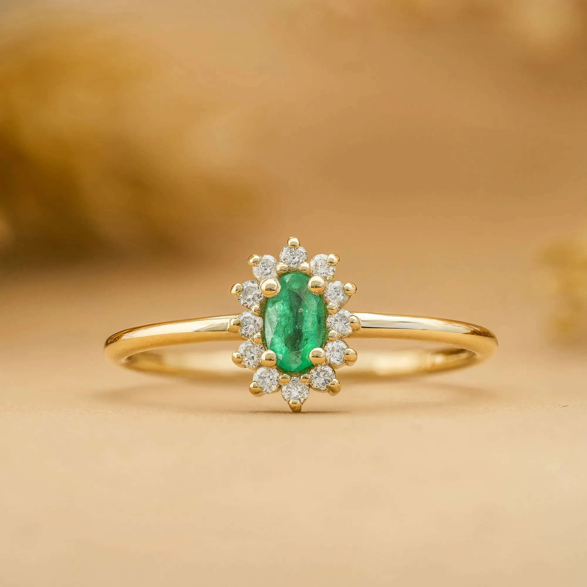 Emerald and Diamond Engagement Ring, Roselyn