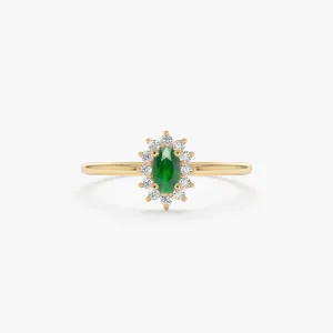 Emerald and Diamond Engagement Ring, Roselyn