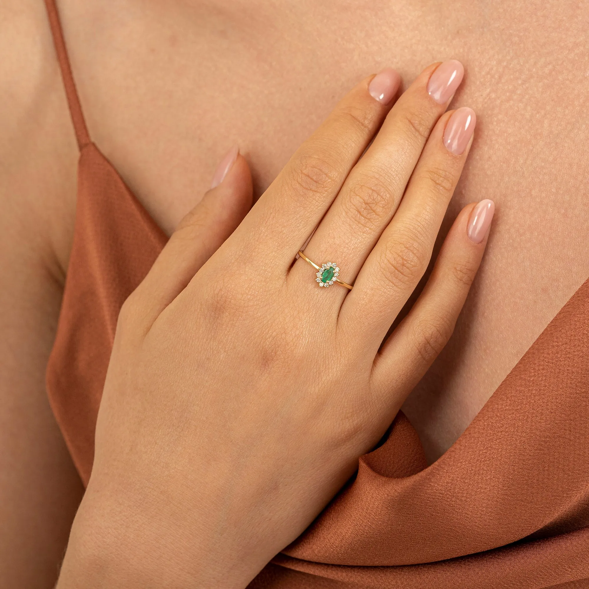 Emerald and Diamond Engagement Ring, Roselyn