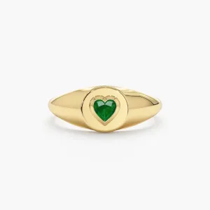 Emerald Heart Signet Ring, Lilliana
