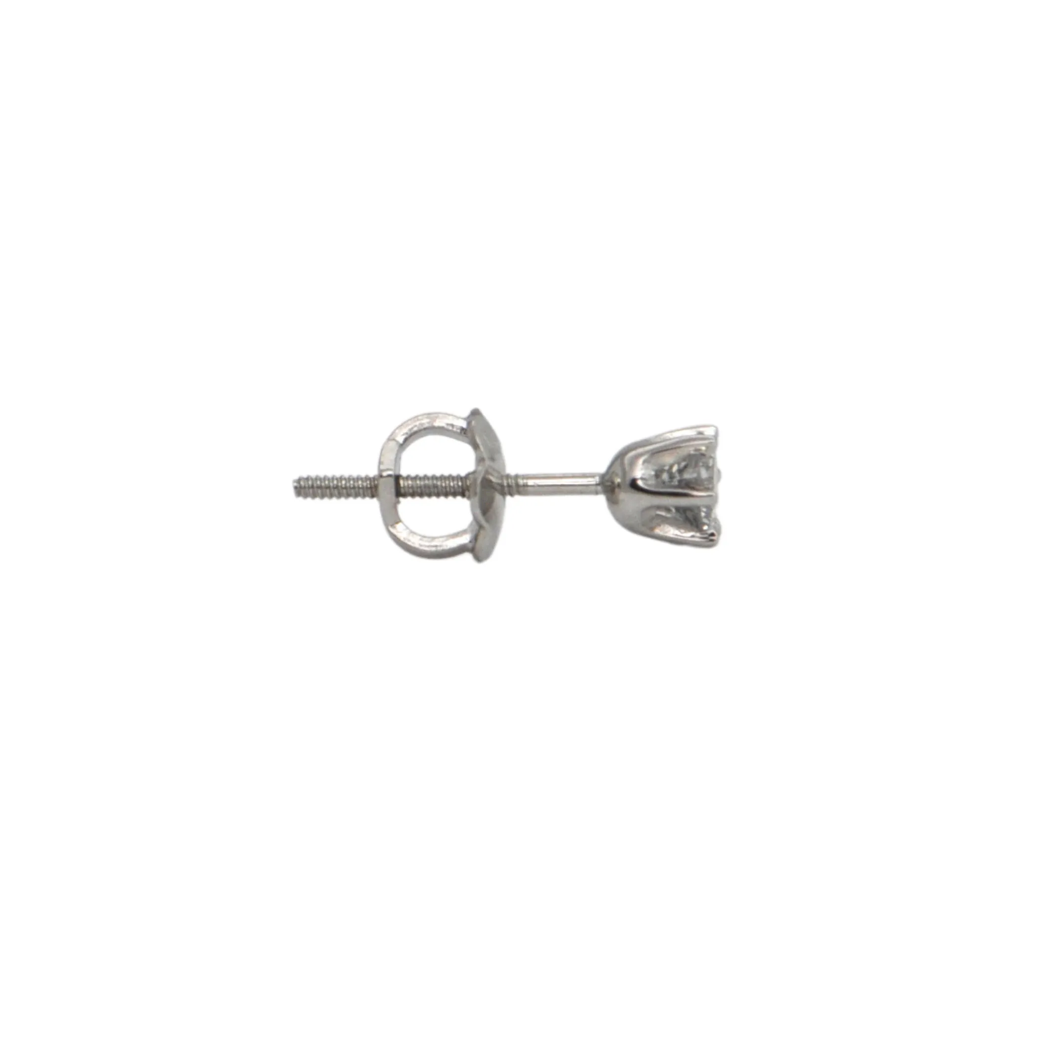 Estate Diamond 14K Gold single Stud Screw Back Earring