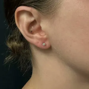 Estate Diamond 14K Gold single Stud Screw Back Earring