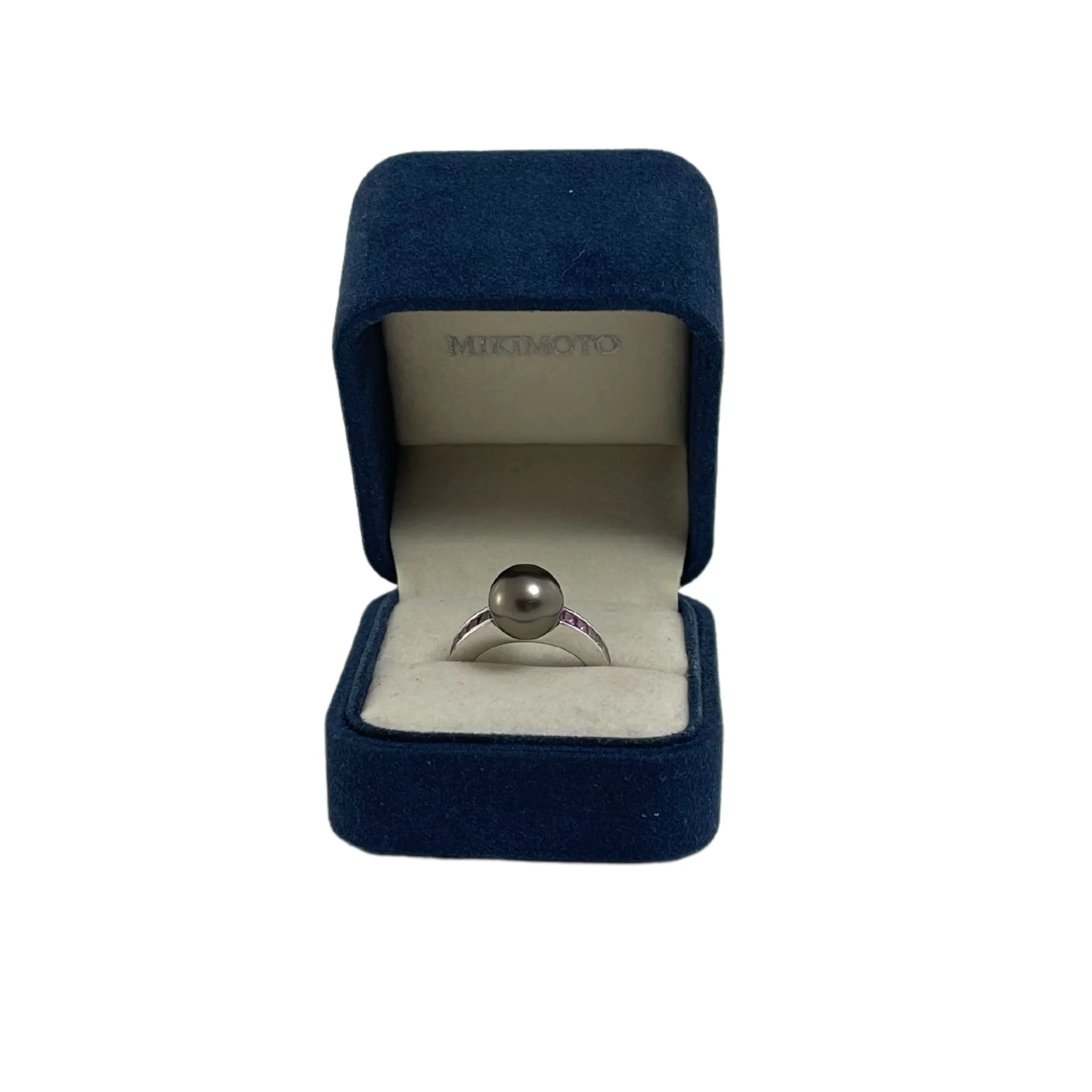 Estate Mikimoto Elements of Fire Collection Tahitian Pearl and Sapphire Gold Ring