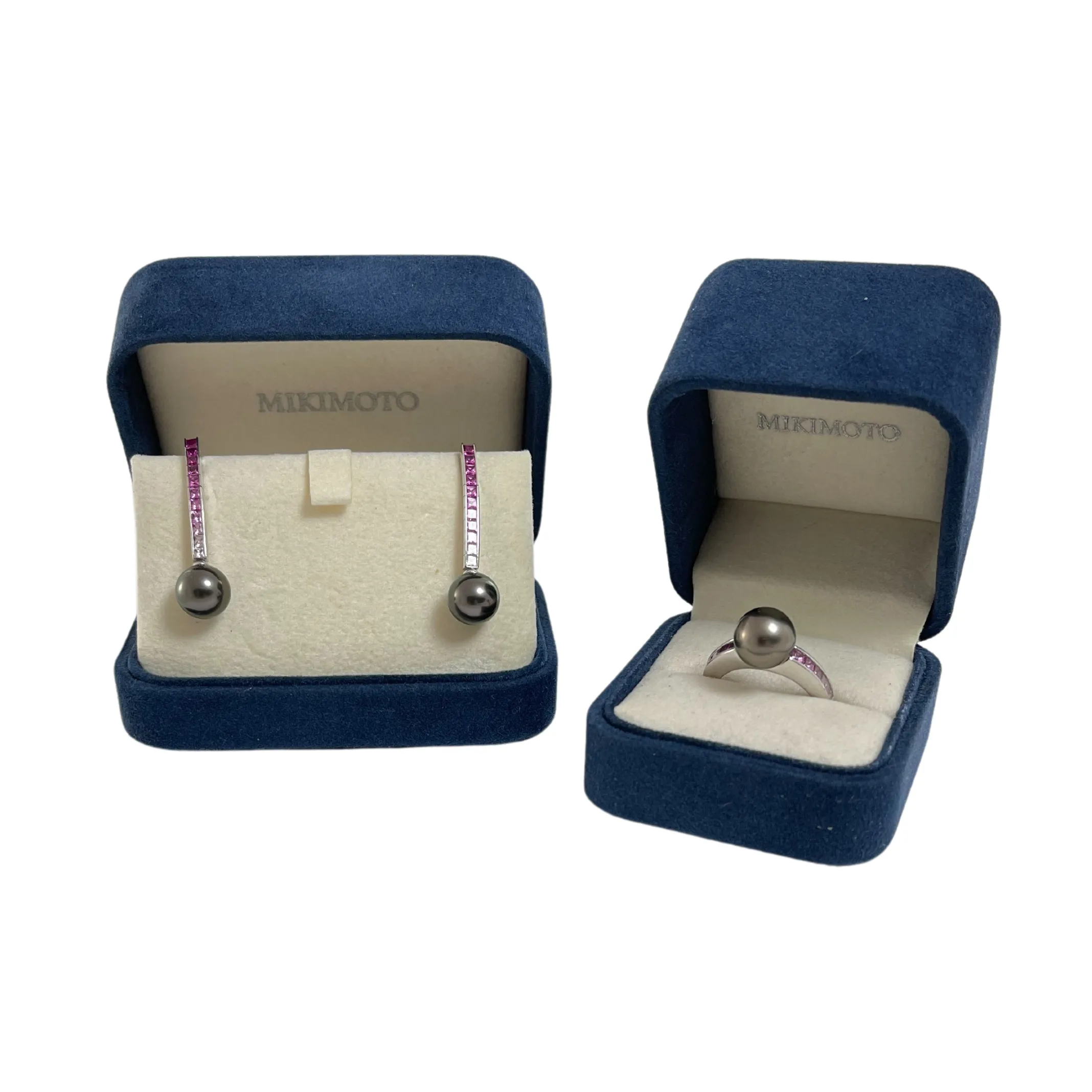 Estate Mikimoto Elements of Fire Collection Tahitian Pearl and Sapphire Gold Ring