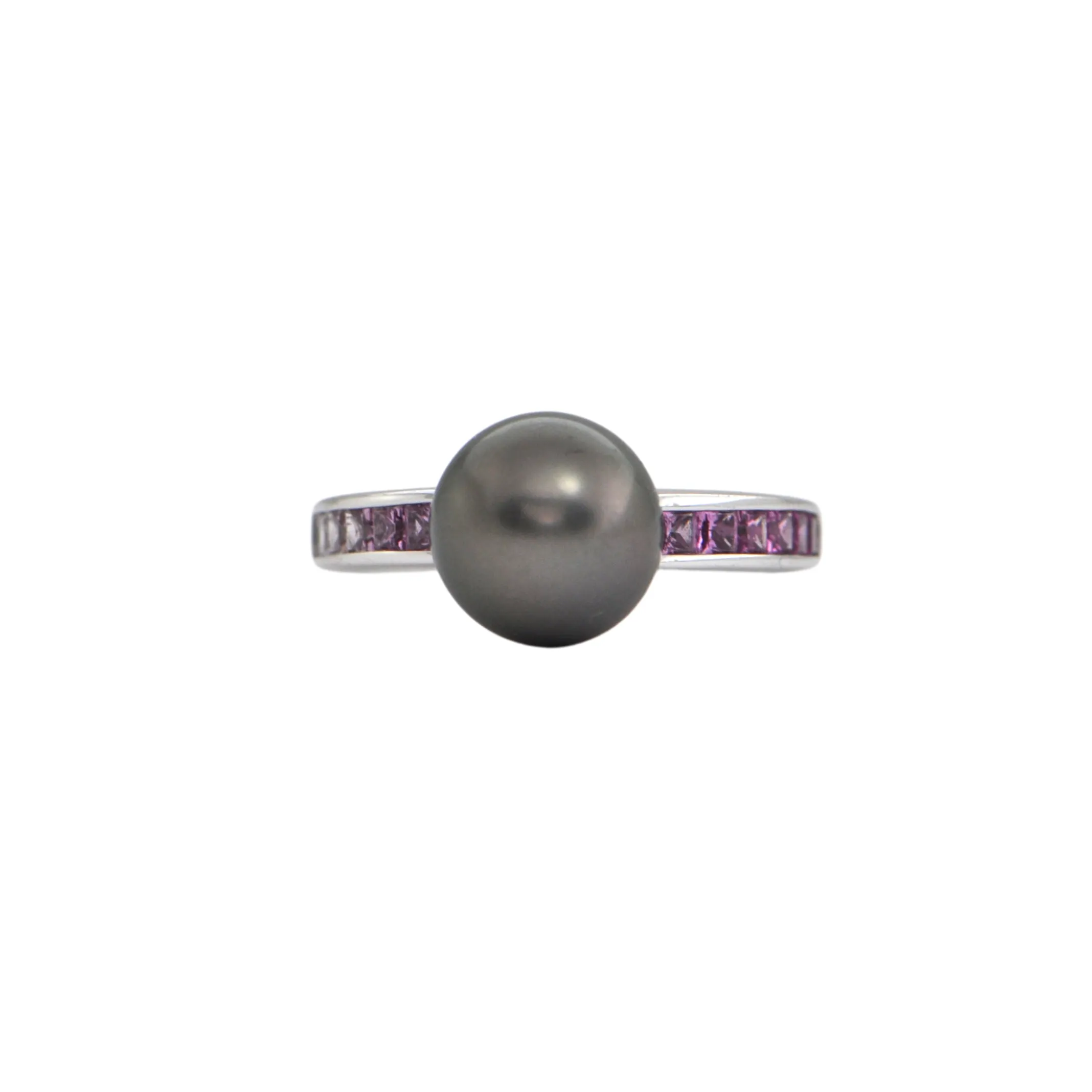 Estate Mikimoto Elements of Fire Collection Tahitian Pearl and Sapphire Gold Ring