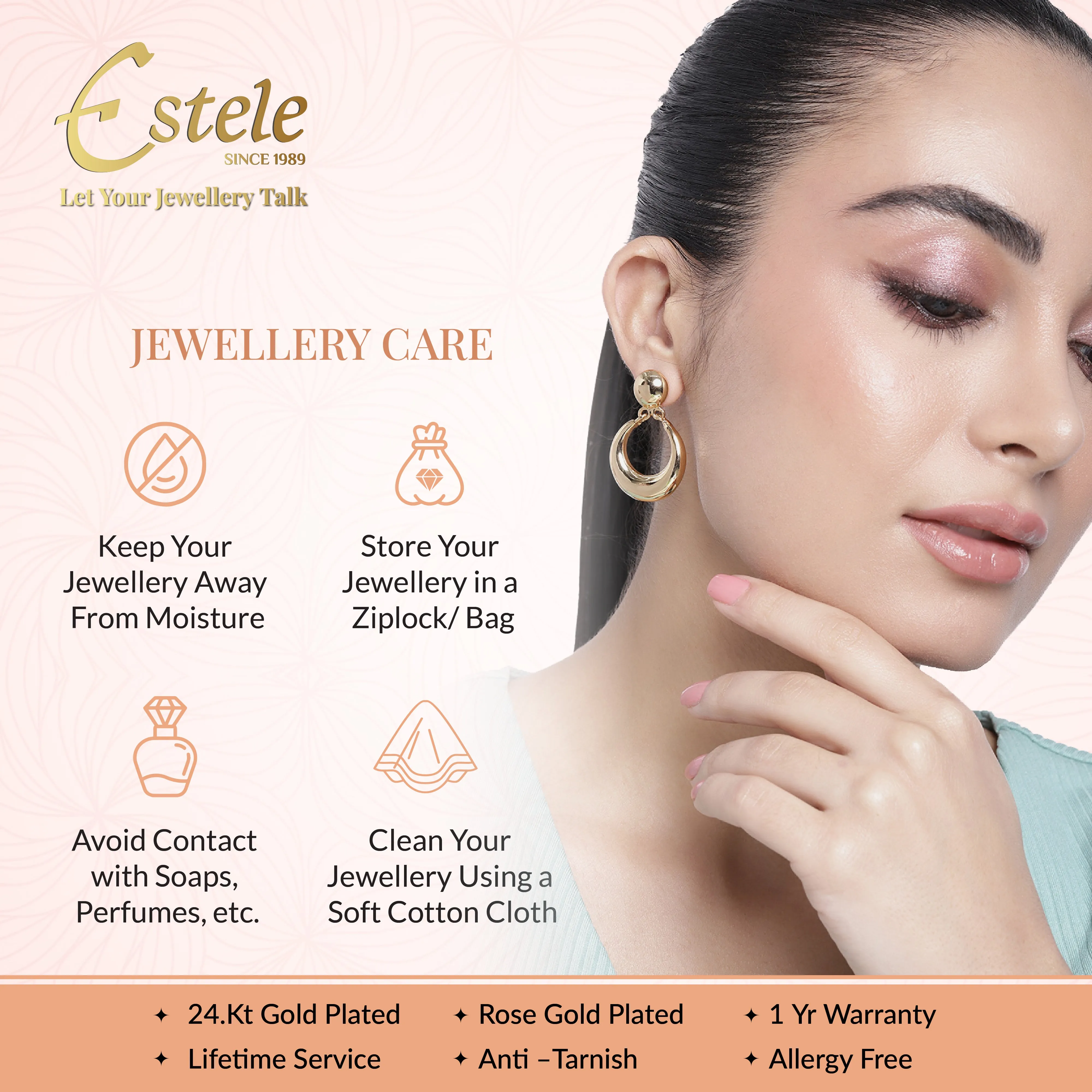 Estele Gold Plated Contemporary Square Designer Lightweight Kada Bracelet with White Radiant American Diamonds for Women