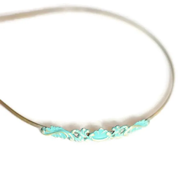 Fanciful Filigree Headband - Hand Painted Ornate Metal on Flexible Band