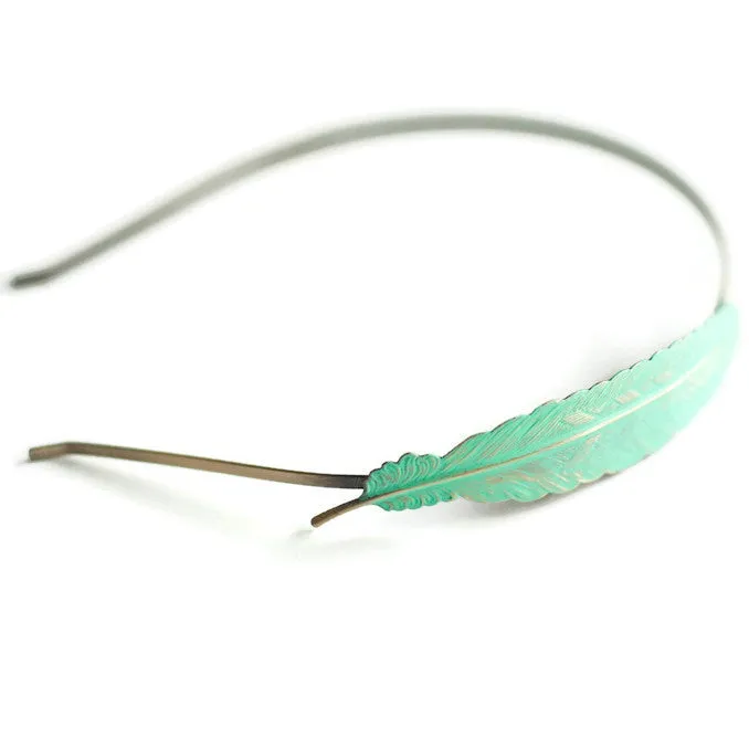 Feather Quill Headband - Hand Painted Antique Bronze