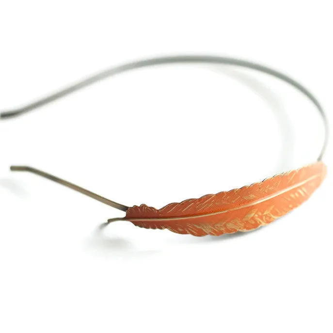 Feather Quill Headband - Hand Painted Antique Bronze