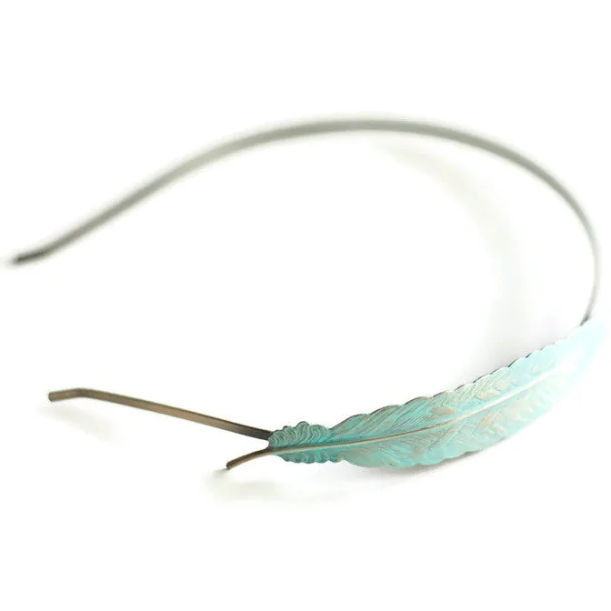 Feather Quill Headband - Hand Painted Antique Bronze