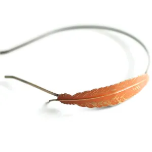 Feather Quill Headband - Hand Painted Antique Bronze