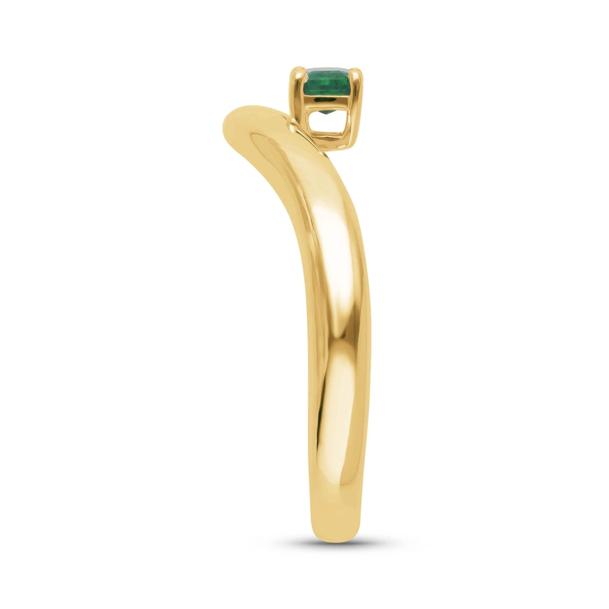 Floating Emerald Cut Emerald Ring - YG
