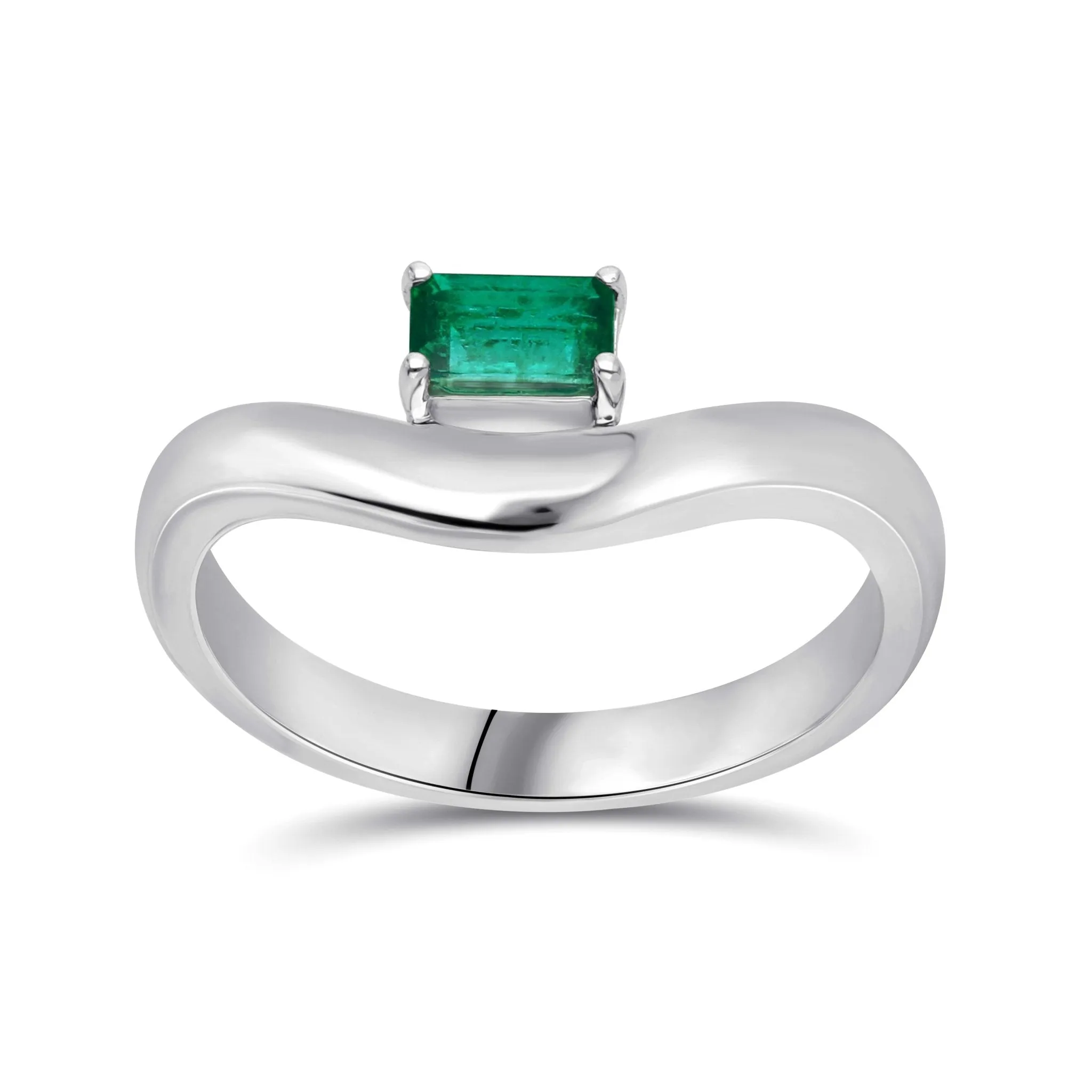 Floating Emerald Cut Emerald Ring - YG