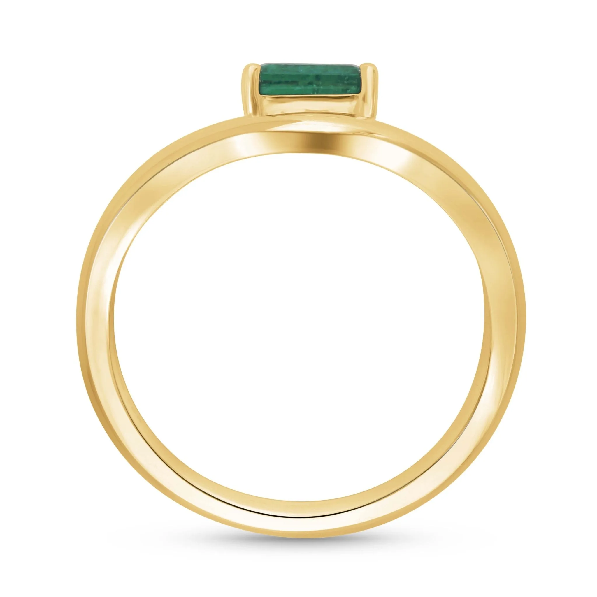 Floating Emerald Cut Emerald Ring - YG