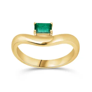 Floating Emerald Cut Emerald Ring - YG